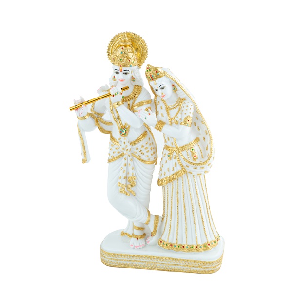 White/Gold Radha Krishna Idol