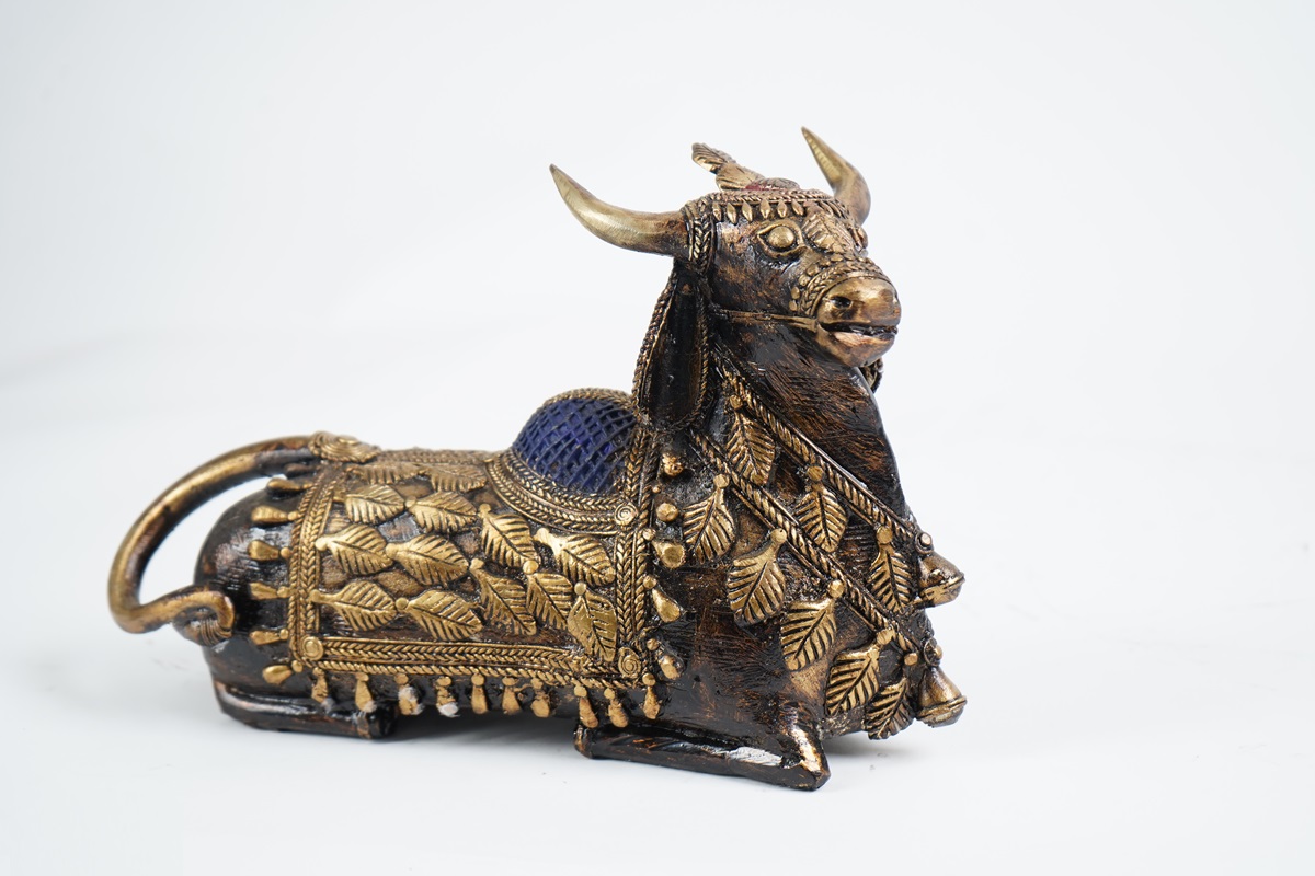 Handcrafted Brass Nandi with antique finish